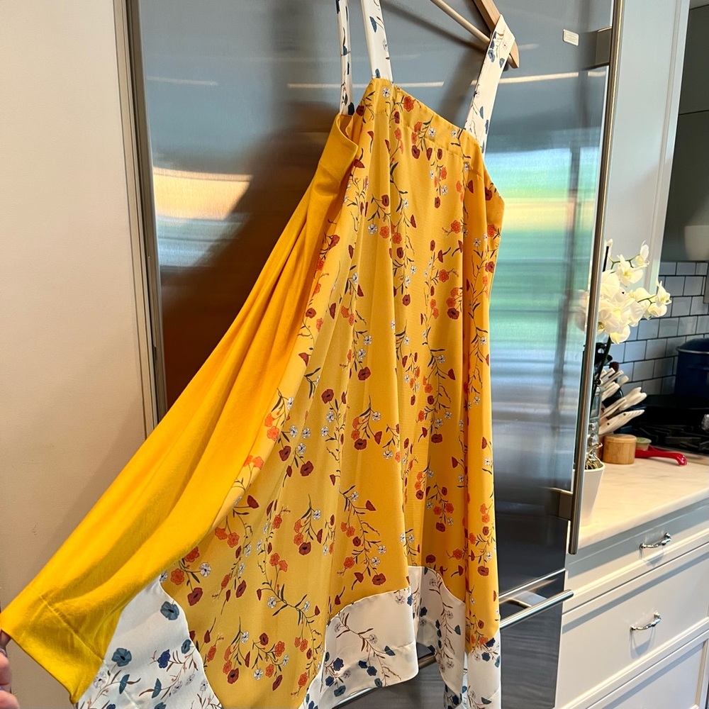 NWOT Zara sundress. Yellow with wide straps and handkerchief style hem  size L